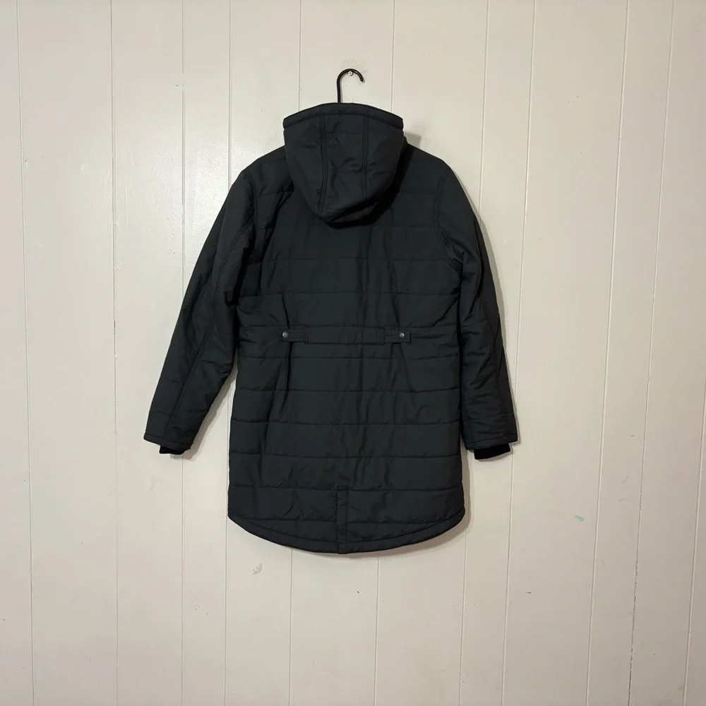 Carhartt Rain Defender Utility Coat Black Hooded Jacket Womens L Relaxed Fit - Picture 9 of 14